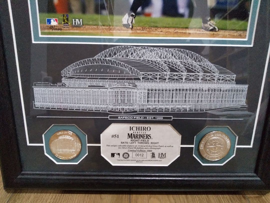 【MLB殿堂入り】イチロー選手のマリナーズ時代の写真付き額縁