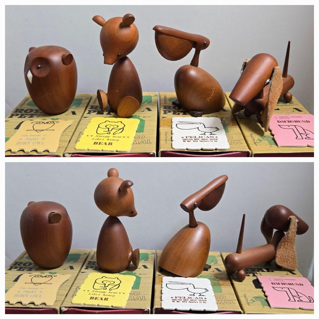 千趣会 ロイヤルペット 14体 箱&カード ヴィンテージ 木製 動物 オブジェ