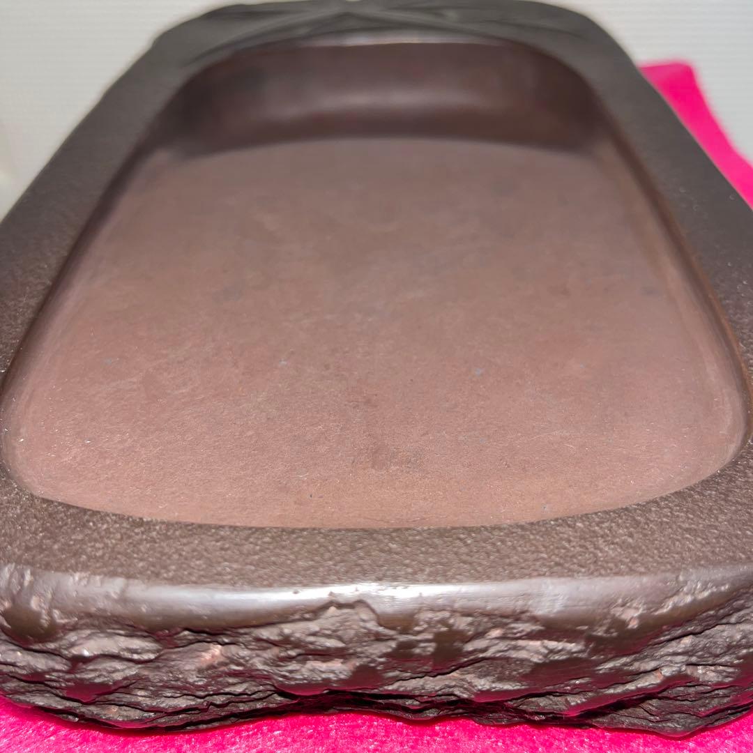 ⭕️赤間硯　3.3kg超　笹竹彫刻硯　昭竜山　くすのき製硯　下井百合昭　訳有り