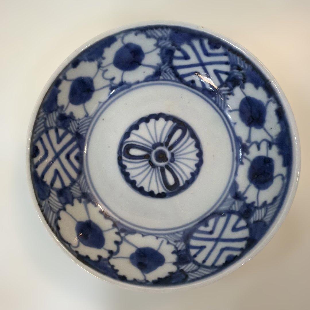 古伊万里 江戸 染付 膾 くらわんか なでしこ 撫子 骨董 アンティーク 皿