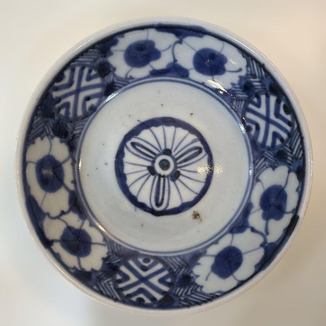 古伊万里 江戸 染付 膾 くらわんか なでしこ 撫子 骨董 アンティーク 皿