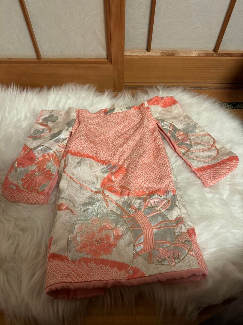 友里亜 犬 着物 SS小型犬用 和風着物 ピンク系 花柄刺繍