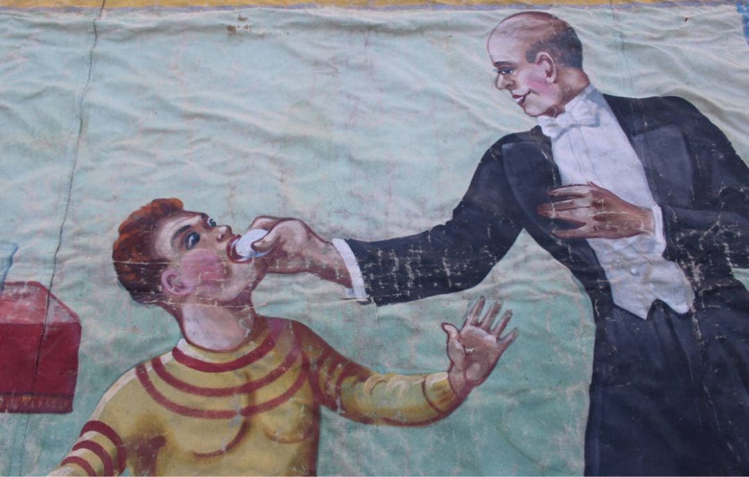 アンティーク　ビンテージ　サーカスバナー　フリークス　1940's 看板