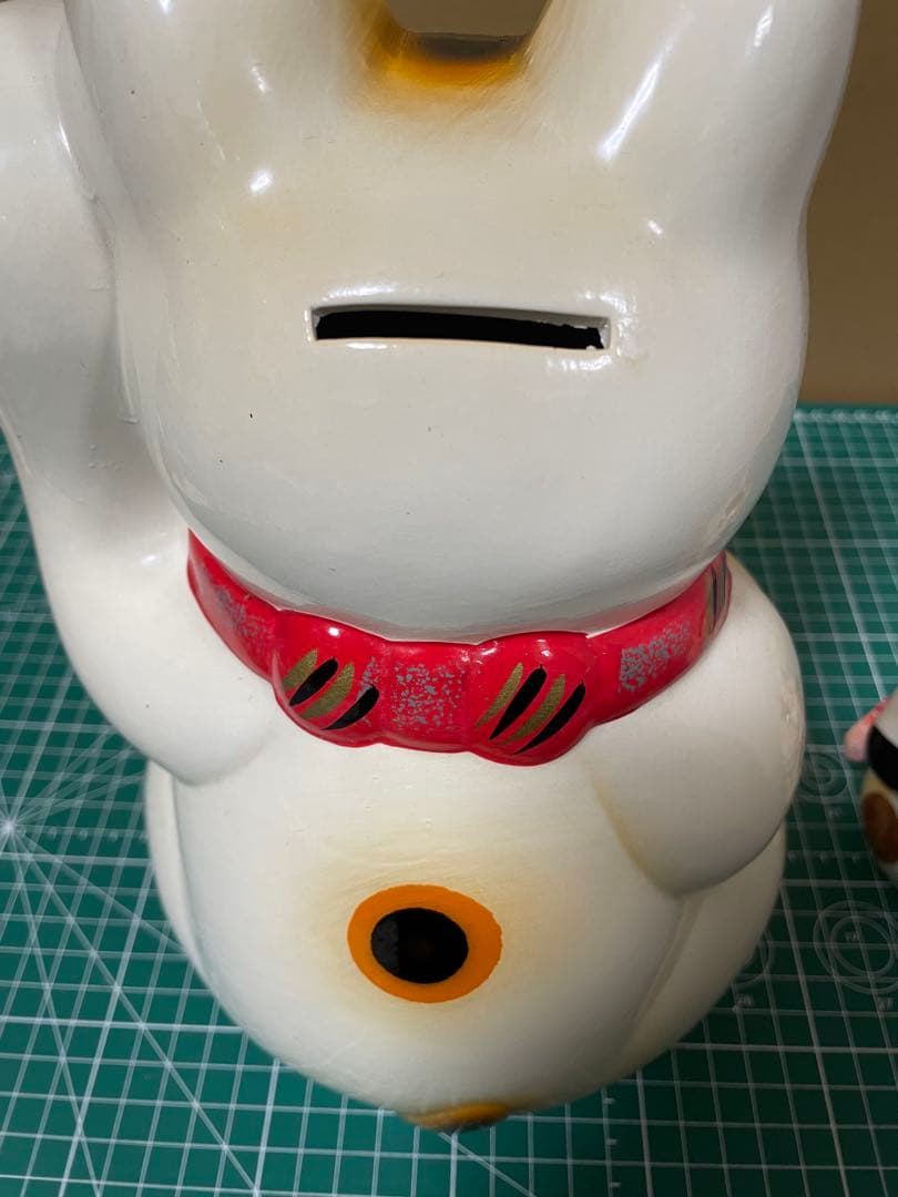 2体セット　招き猫　陶器製　昭和レトロ　大(貯金箱)