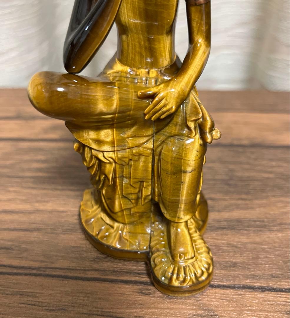 虎目石彫刻　弥勒菩薩　坐像 約12.6㎝