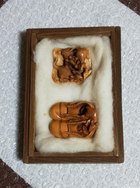 根付　提げ物　骨董　希少　時代　在銘　天然素材 　技巧　彫刻　ねずみ　鼠