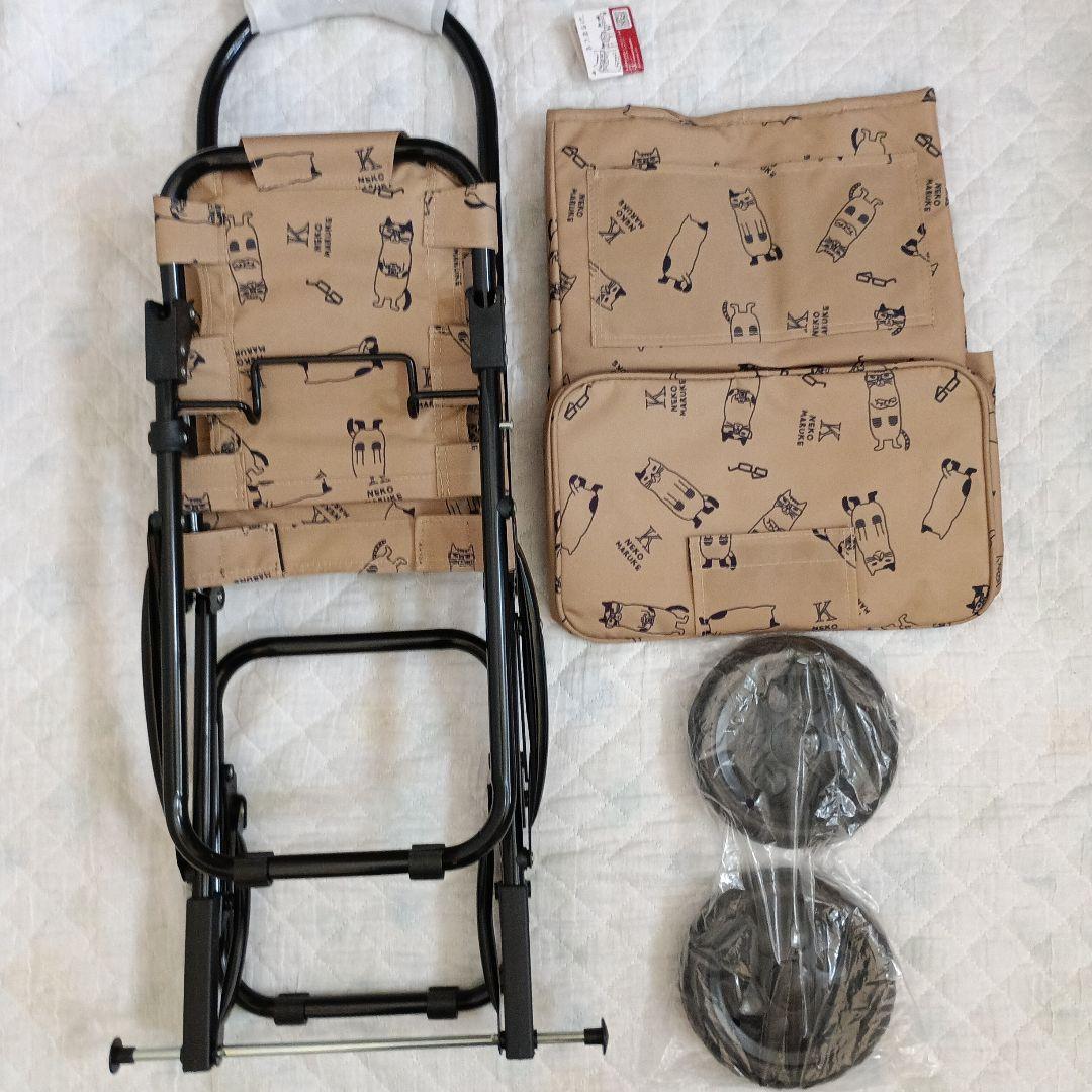 猫柄　椅子付きショッピングカート