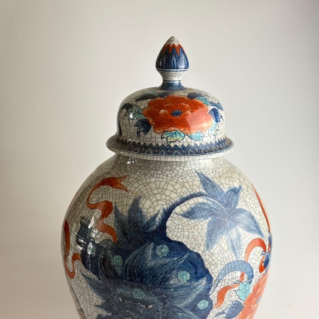 鍋島焼 青山窯 鍋島青山 色鍋島壷 壺 高さ46㎝ 飾り壷 青磁 花瓶