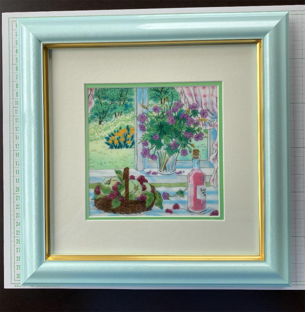 七宝焼　窓辺　(京七宝)   ヒロミ.アートの七宝絵画