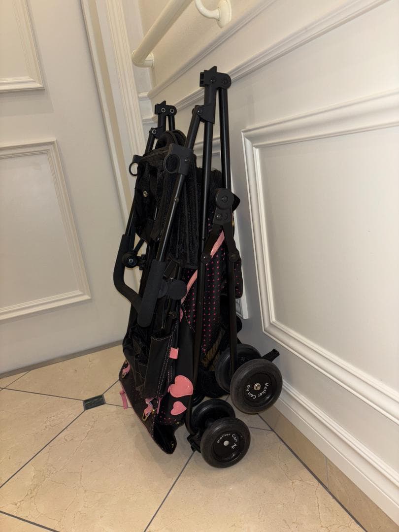 ペットカート ブラック ピンク ハート柄