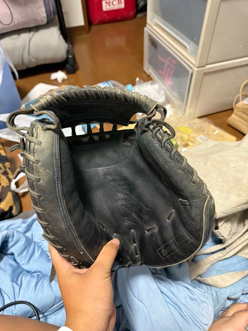 ミズノプロ硬式用キャッチャーミット黒 使用感あり