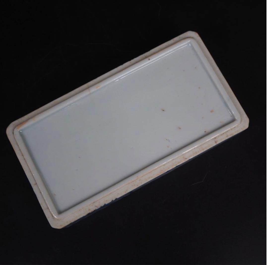 送料無料 明治7年(1874年)購入　青花四君子鳥図三重箱　共箱★大珍品★