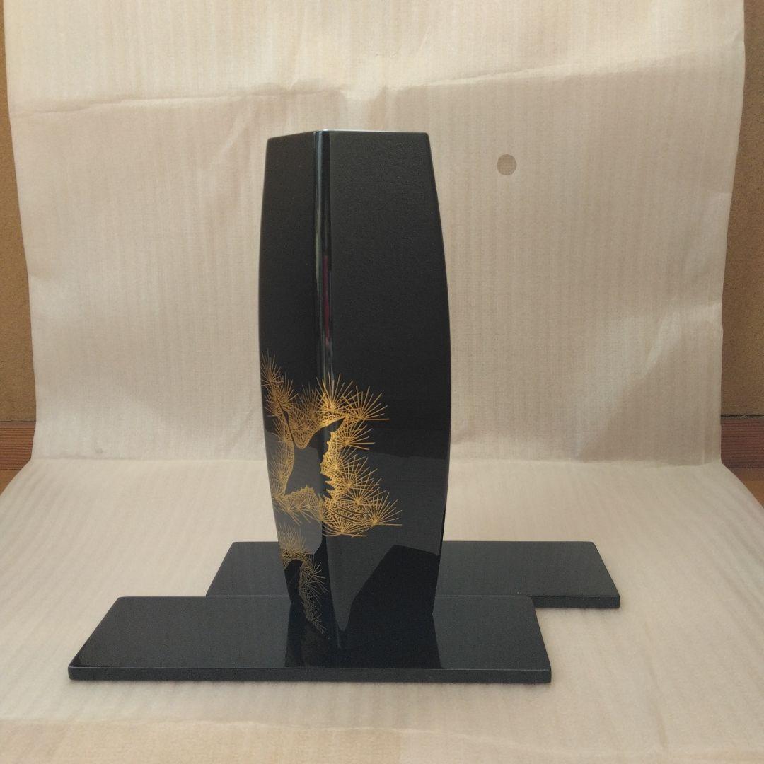 【新品】輪島塗　花器／胴張り／透かし鶴 ／龍作