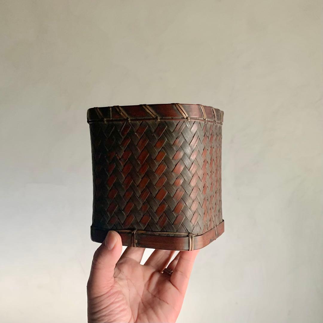 古い 竹編みの 籠 古道具 アンティーク 日本の古道具