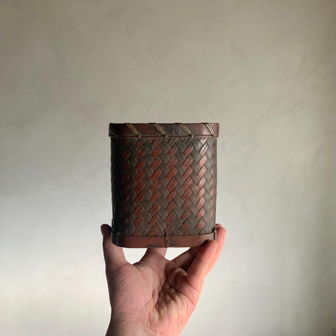 古い 竹編みの 籠 古道具 アンティーク 日本の古道具