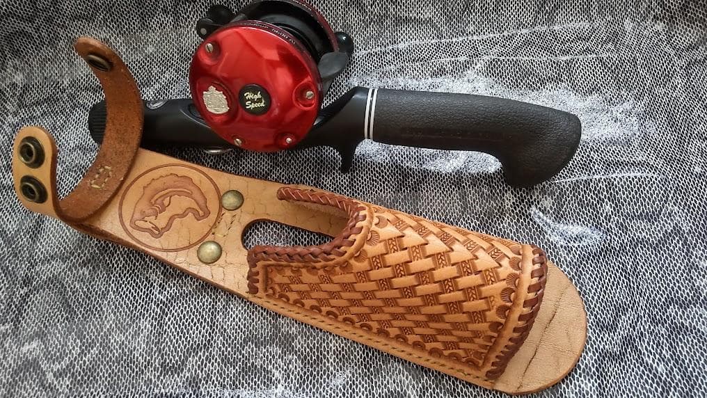 姫路牛本革　ロッドホルダー　ビッグベイトロッド　オールドタックル　フジグリップ等