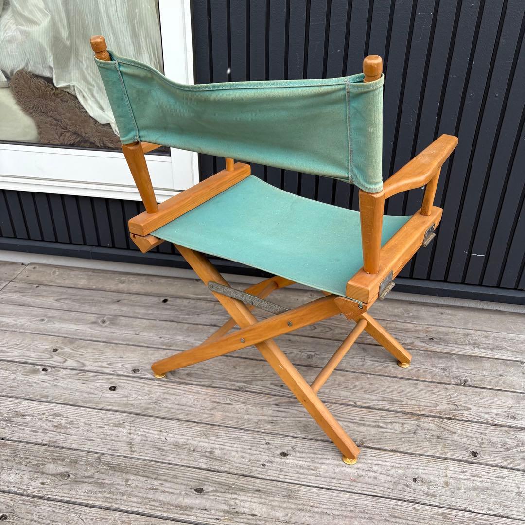 北欧レトロ 折りたたみ ディレクターズチェア 木製 キャンバス地 グリーン