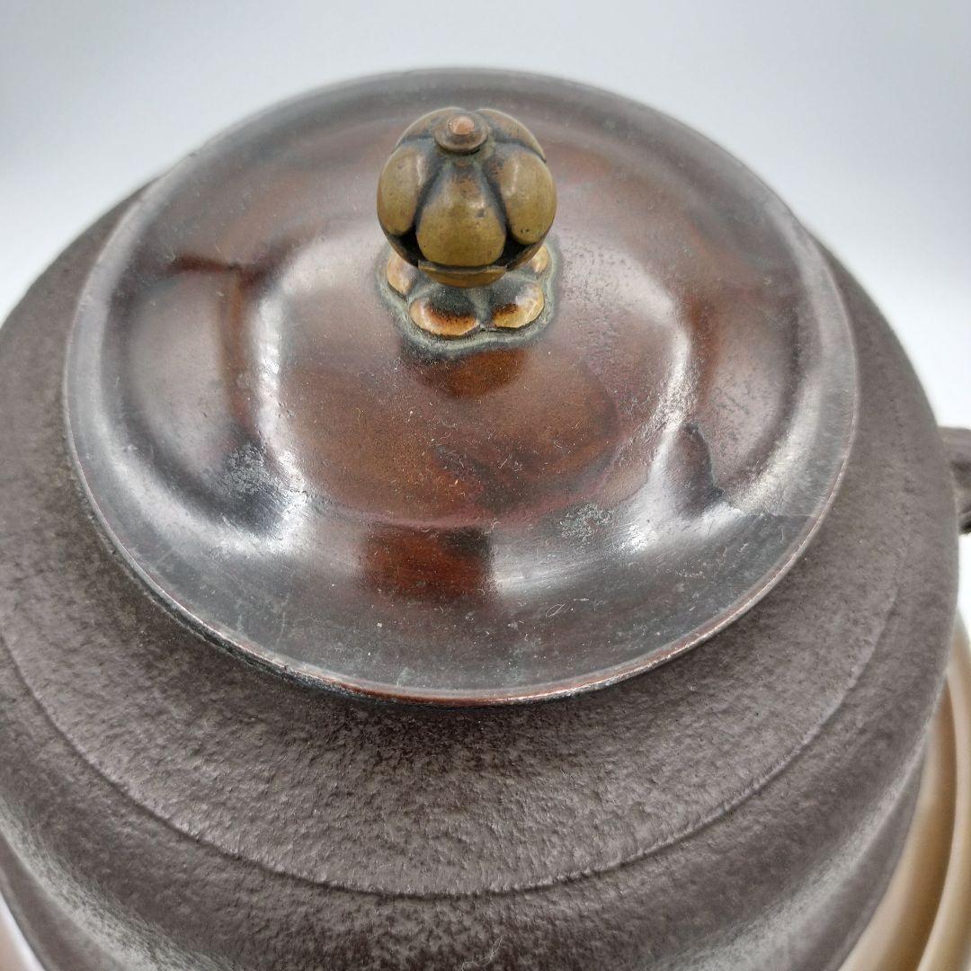 a91 朝鮮風炉　清光 茶道具 古物　釜　風炉釜　切合