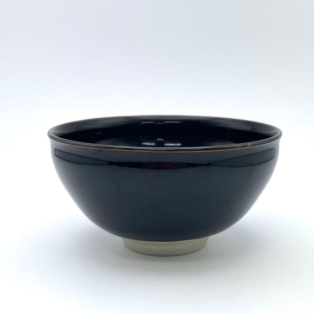 【S】萬二窯　萬二作 天目釉 抹茶碗 茶道具 茶碗 共箱入り