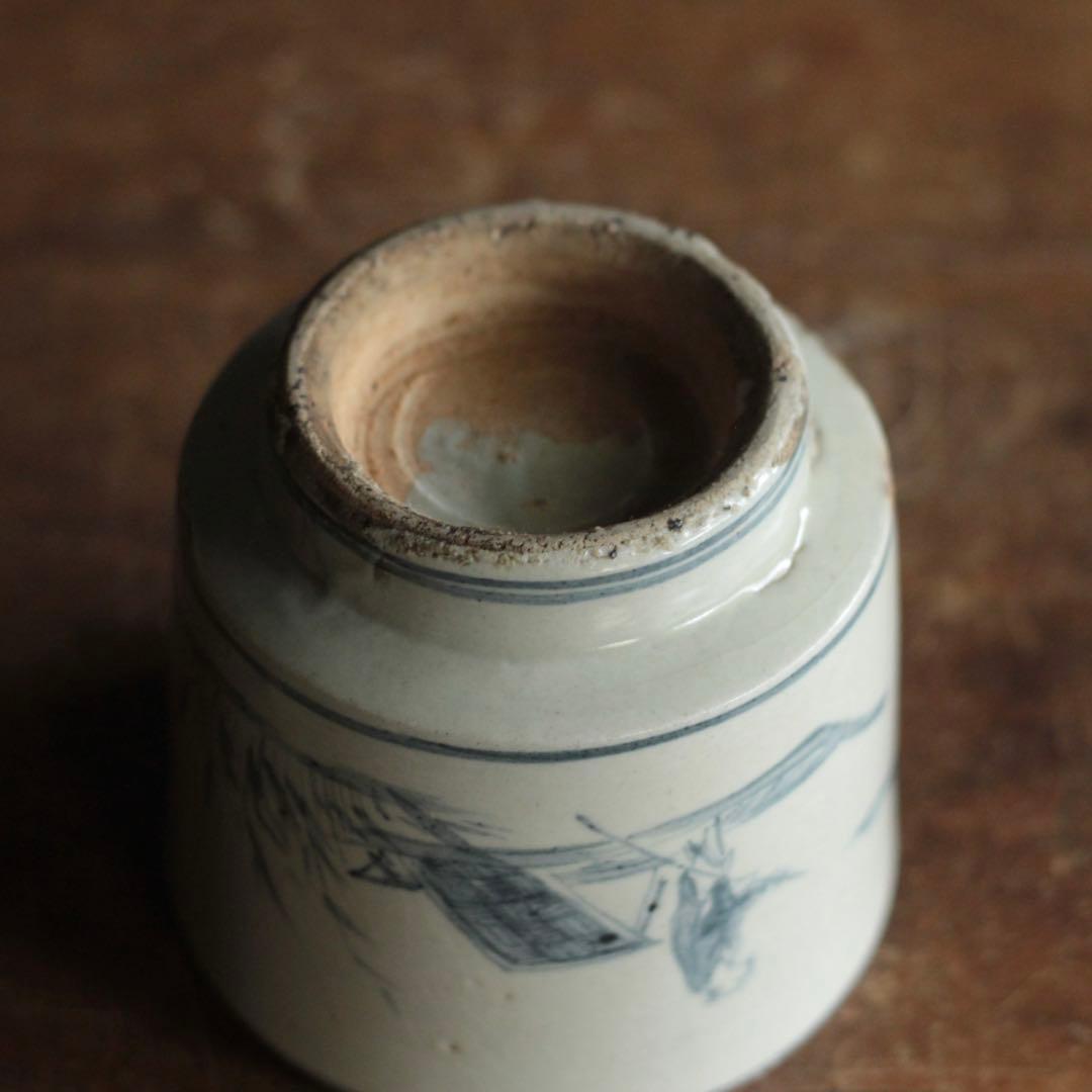 古染付 火入 筒茶碗 茶道具 古美術 中国美術 古道具 アンティーク