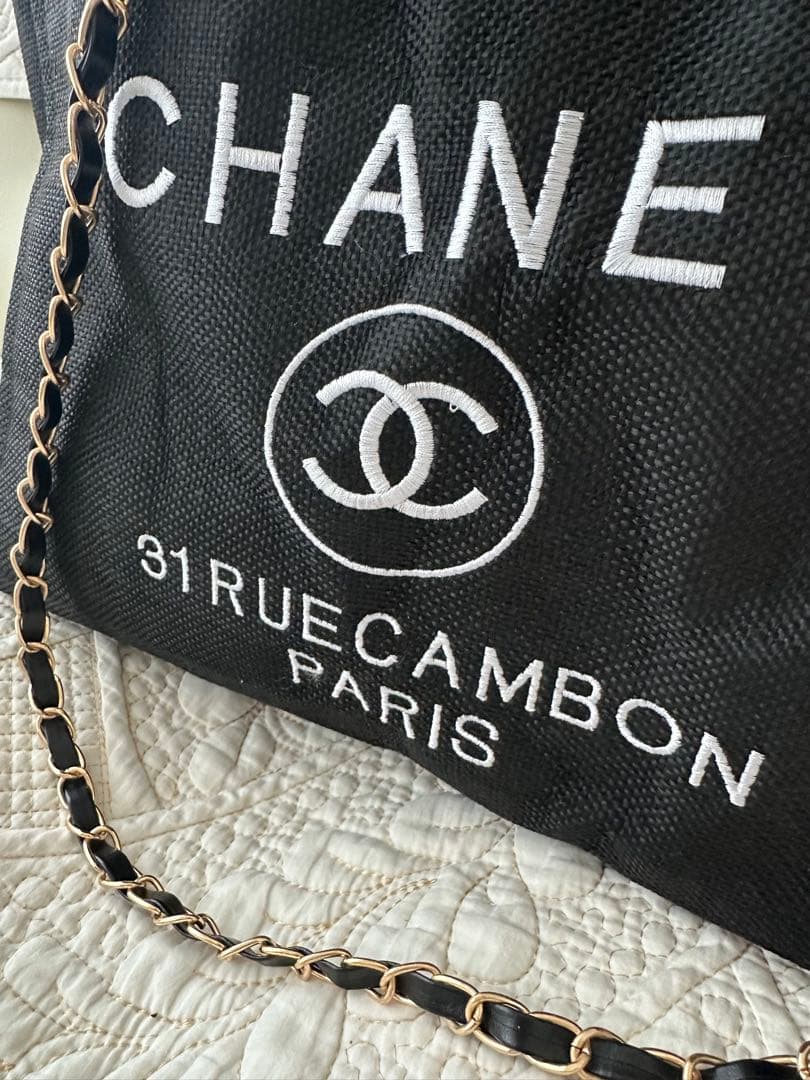 刺繍入り☆CHANEL☆ノベルティ肩掛けチェーンバッグトートバッグ未使用
