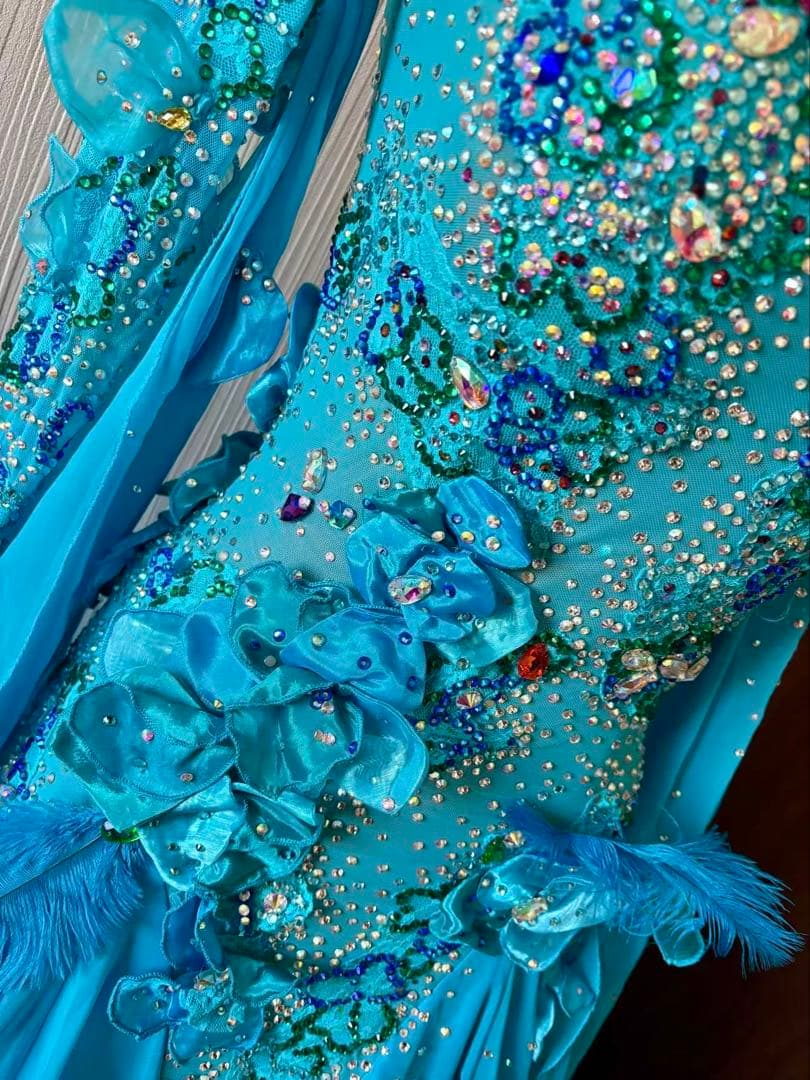 期間限定大幅セール❣️社交ダンスドレス　　タカダンス　ブルー　Ｍ