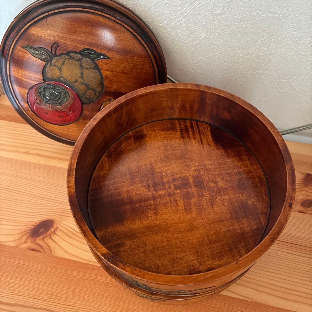 烏城彫　二段丸重　重箱　木の器　伝統工芸