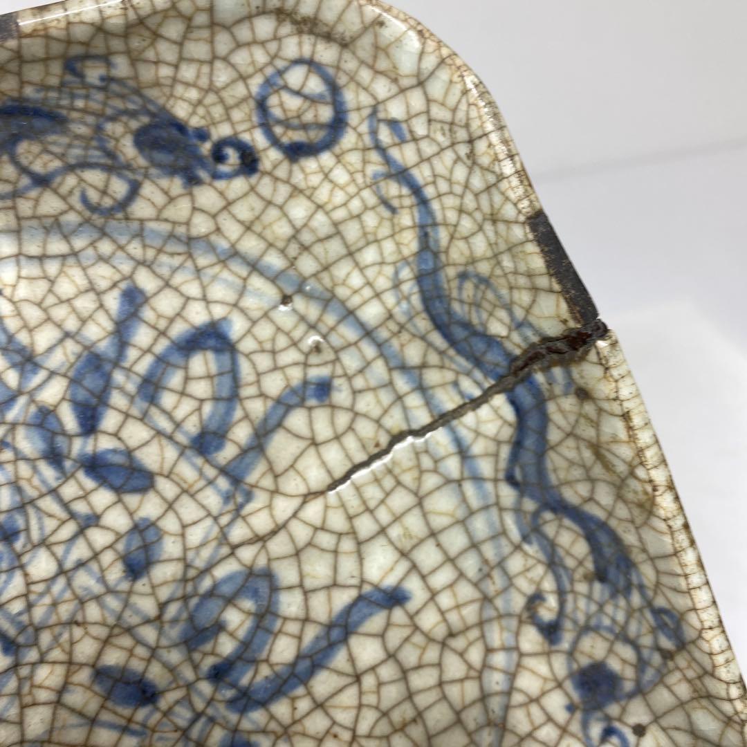 中国明時代　呉須古染付　四方鉢　東さ7-0330①