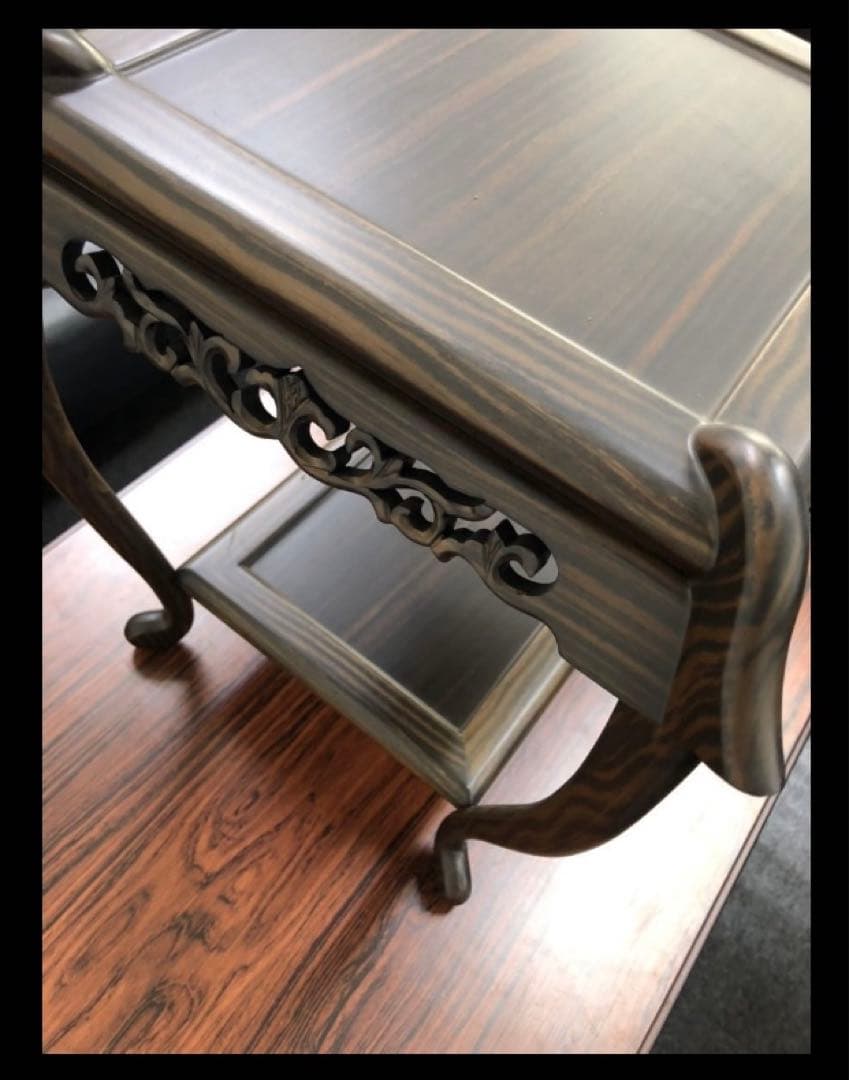 未使用！中卓　花台　香炉台　中国美術 唐木　アンティーク　レトロ　黒丹