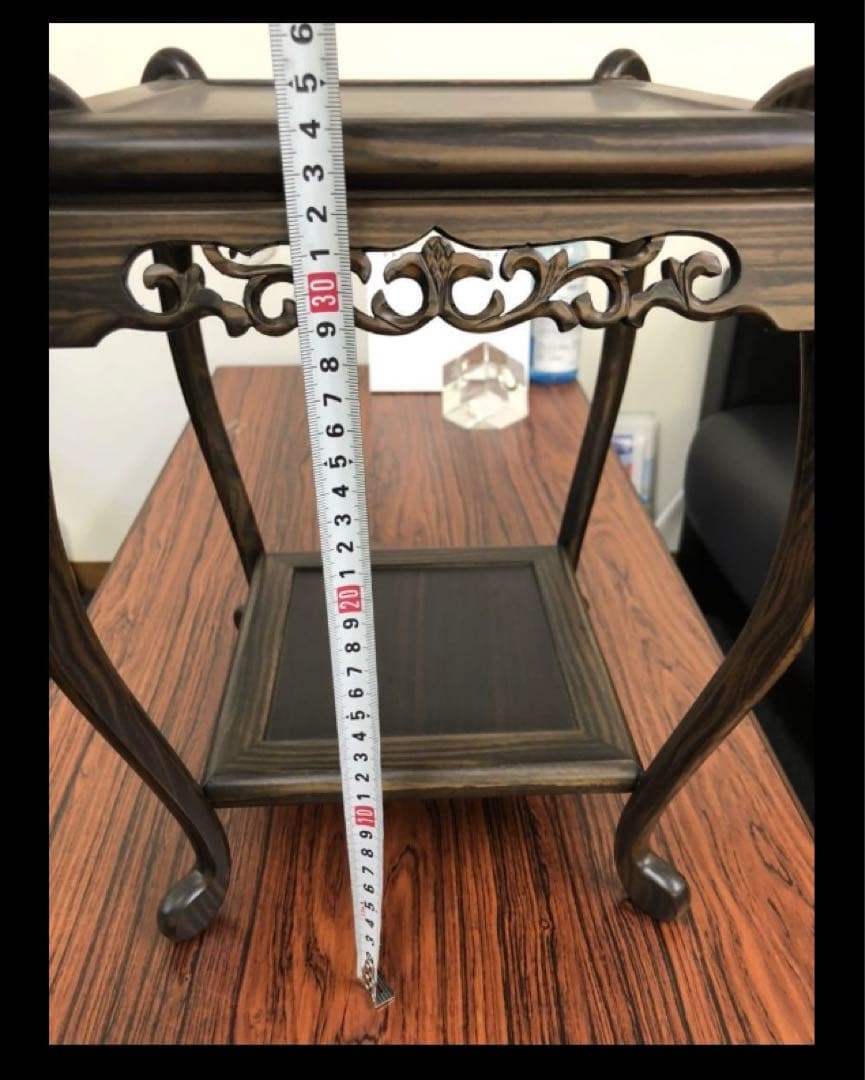 未使用！中卓　花台　香炉台　中国美術 唐木　アンティーク　レトロ　黒丹