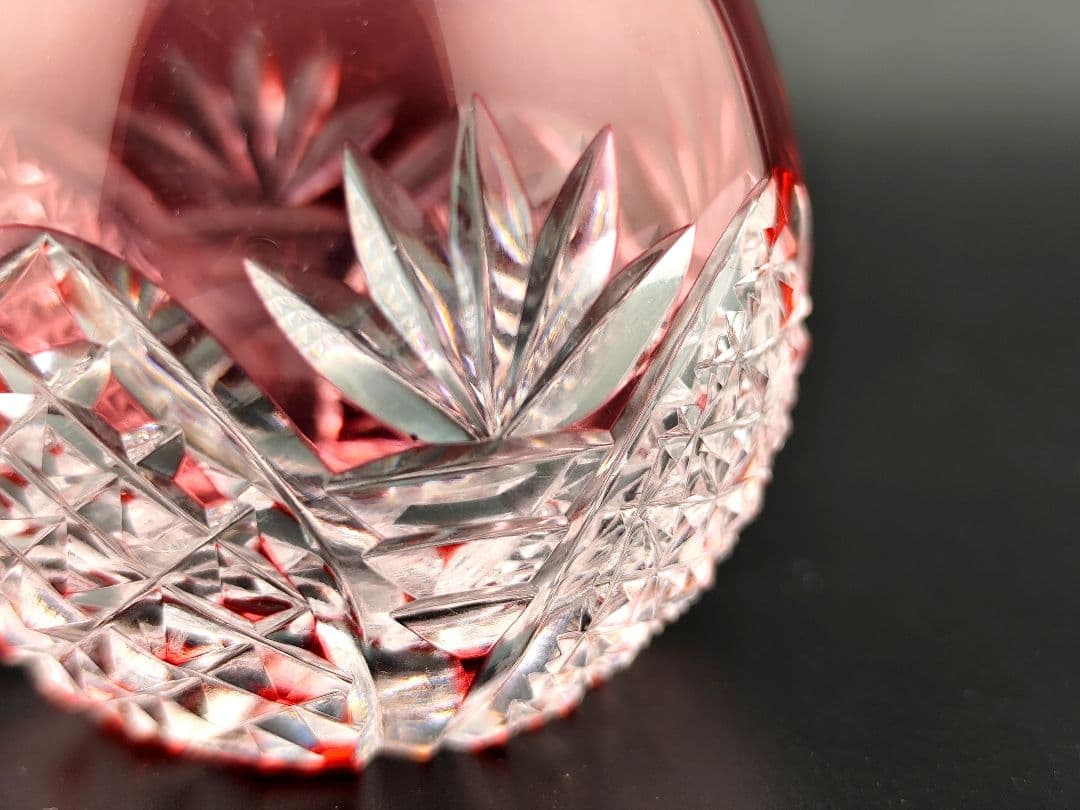 超希少品☆カガミクリスタル 木村秋男 猪口 金赤（切子 江戸切子 薩摩切子）