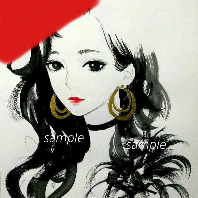 専用　絵画　ドローイング　水彩画　美人画　A4サイズ　モノクロ　白黒