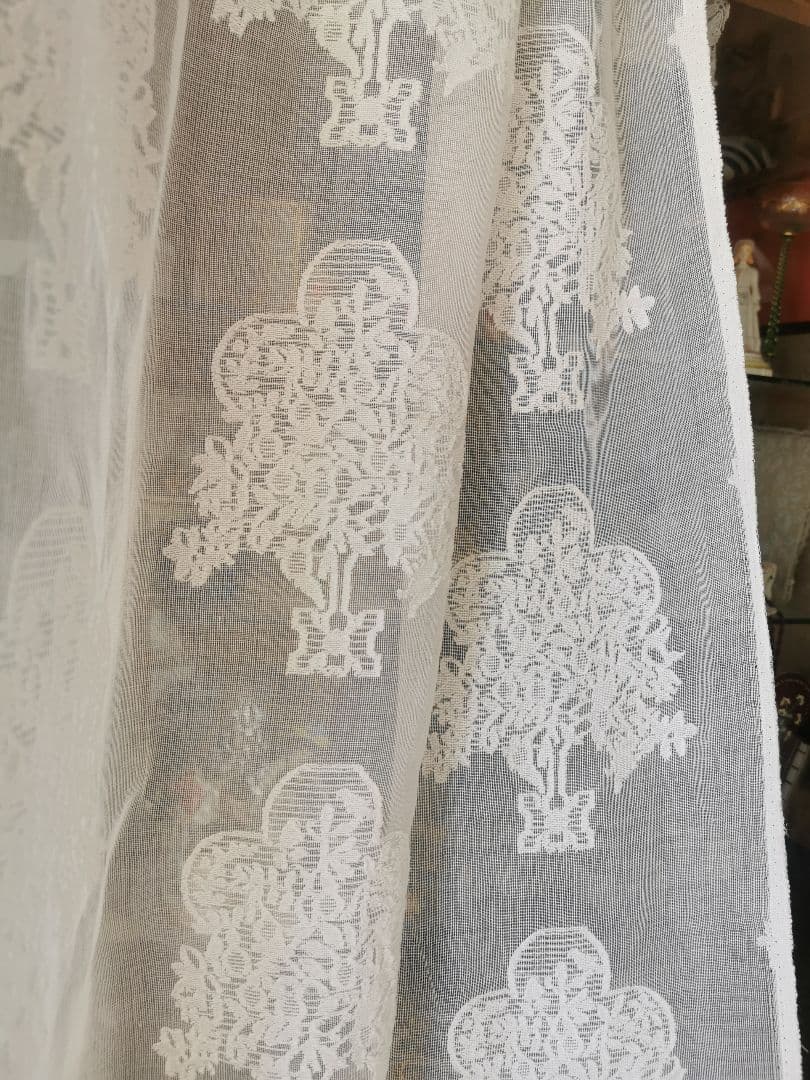 アンティーク 英国 マドラスレース 生命の樹と鳥 ノッティンガムカーテンパネル