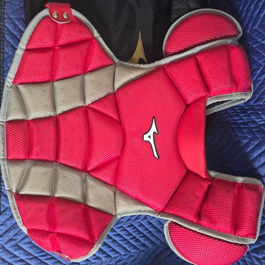 ミズノプロ 赤 軟式用捕手防具セット キャッチャー用ヘルメット