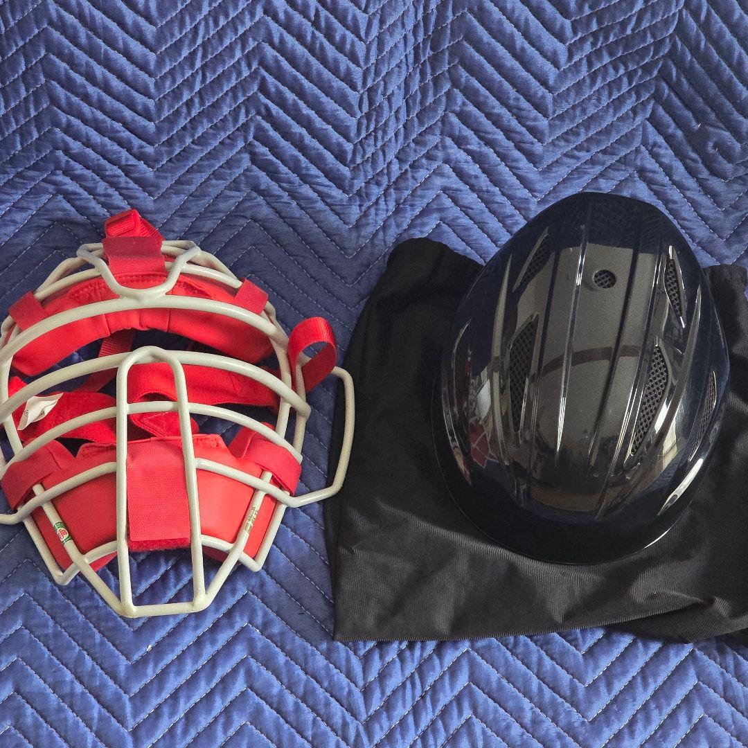 ミズノプロ 赤 軟式用捕手防具セット キャッチャー用ヘルメット