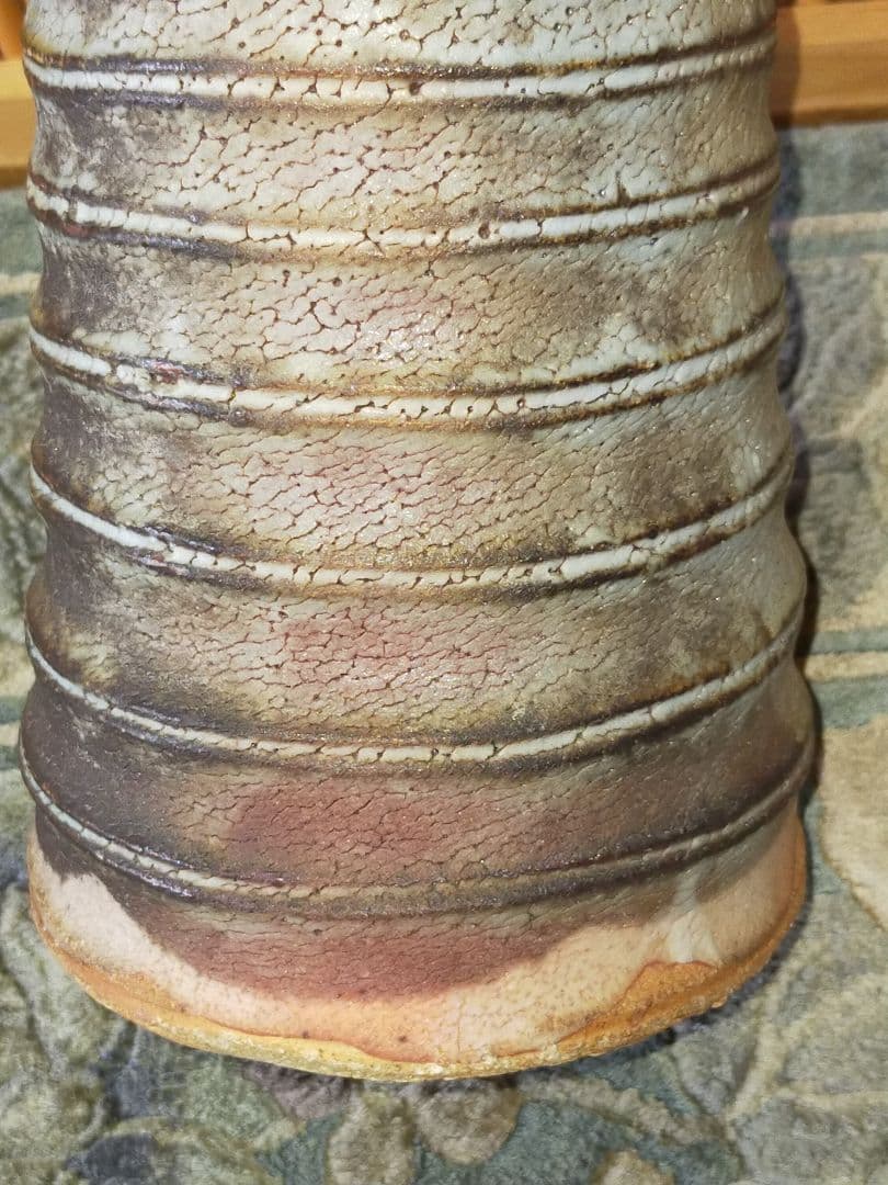 ♥花瓶 　加藤 康景 （正治）鼠志野　箱付き　花器　志野　骨董品