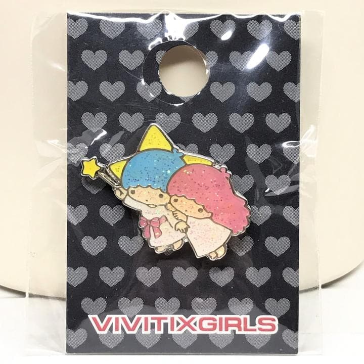 2001年 レア キキララ ラメピンバッジ 未使用 ピンズ リトルツインスターズ