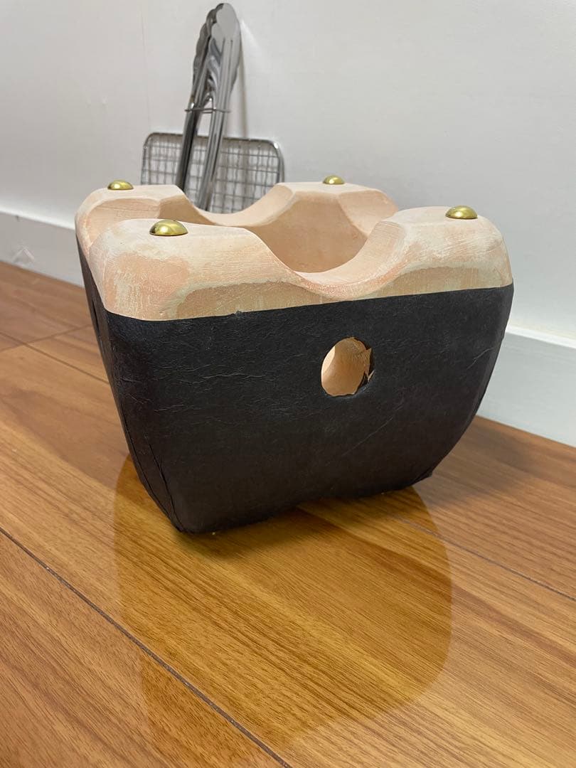 新品 最高級 奥能登 純珪藻土切り出し七輪 1人用21cm大判 高級黒因州和紙