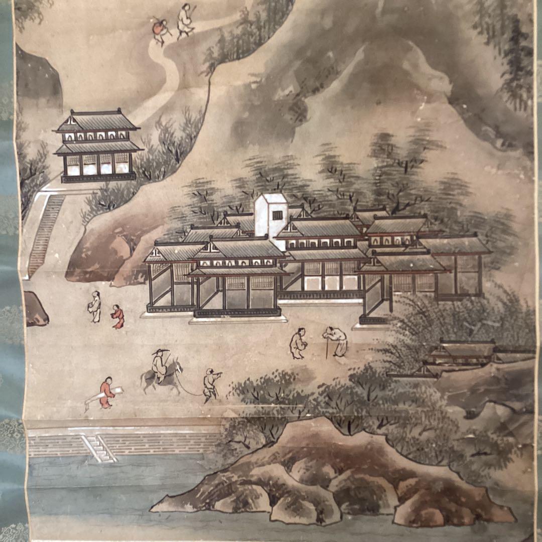 古画狩野派　紙本　楼閣山水図　59.5.5日 認定番号5014 合箱