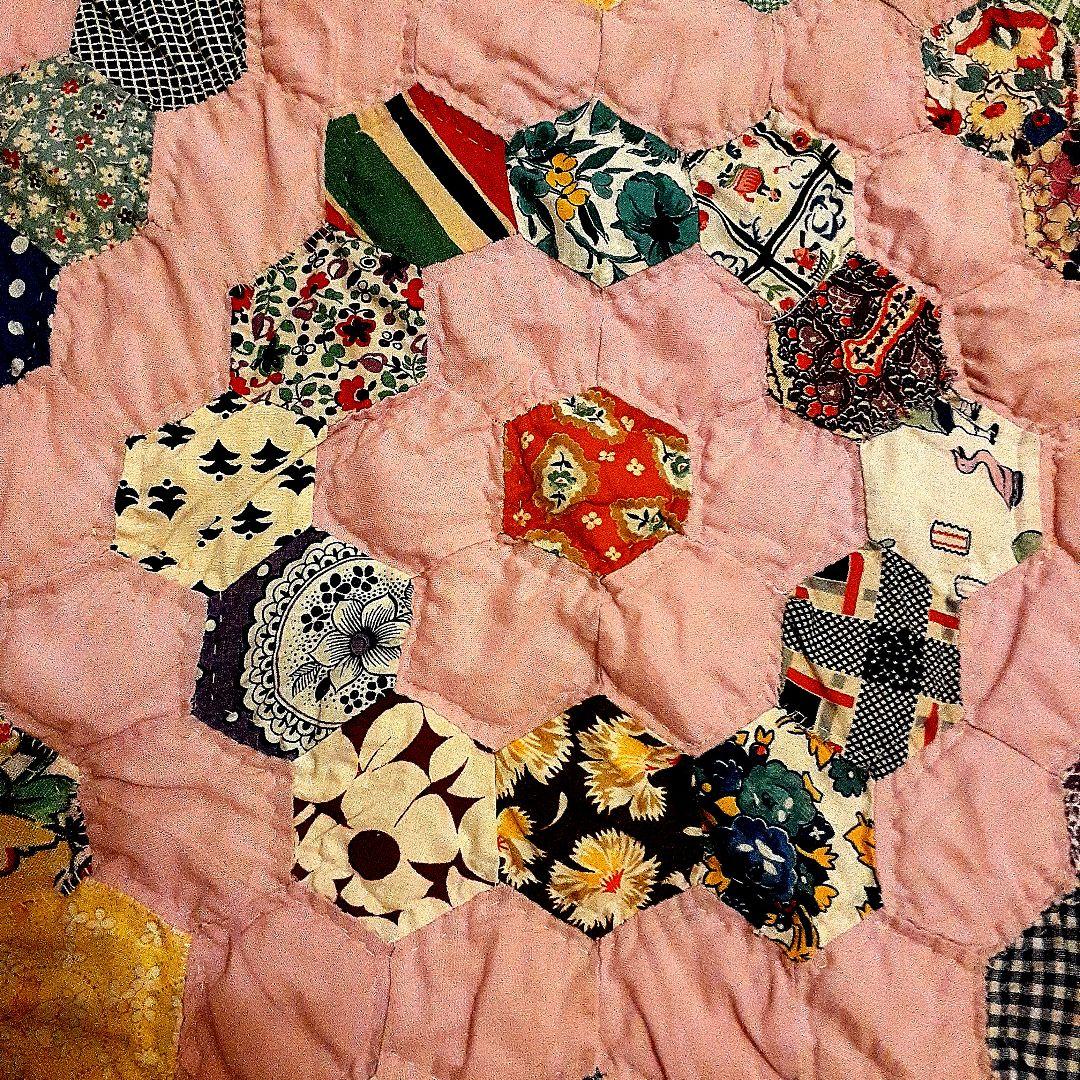 ⭐超美品！手縫いアンティークキルト　68 A-1