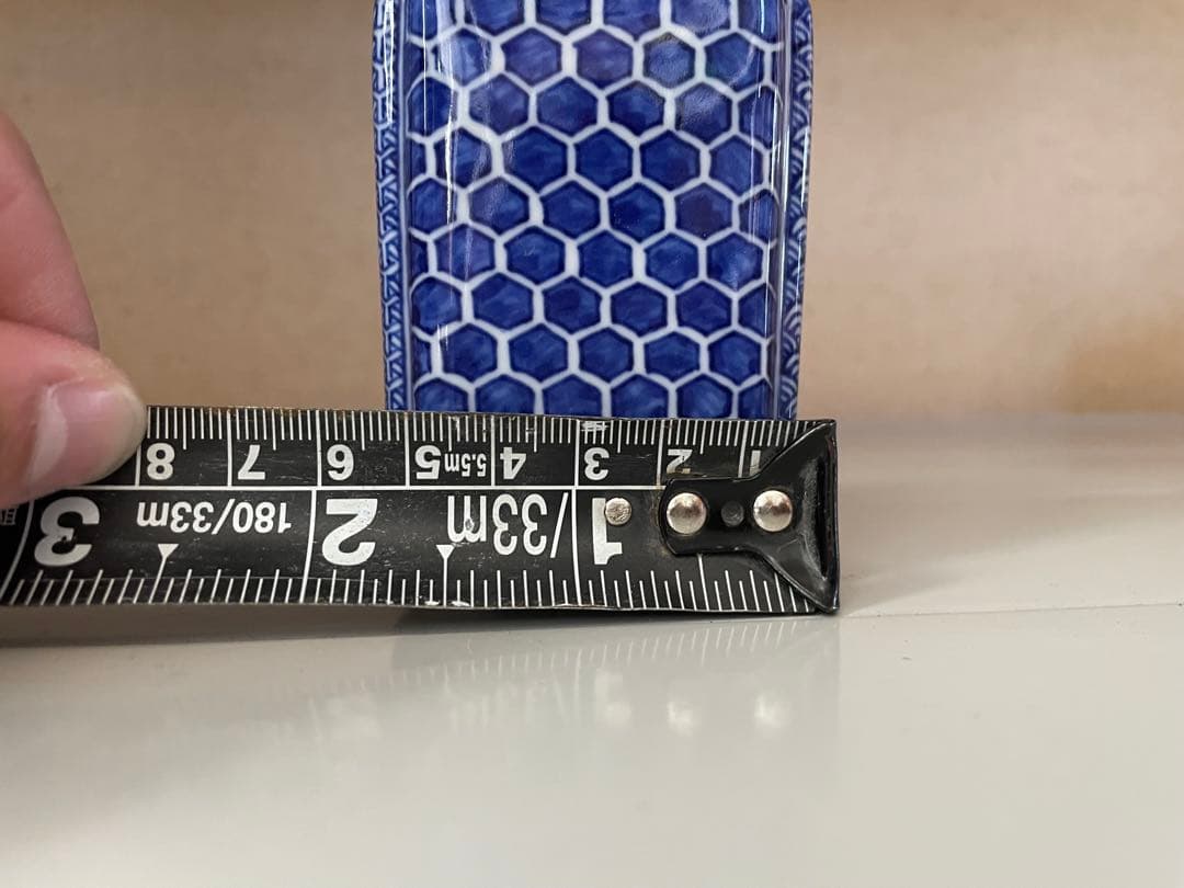 平安清昌 茶入れ 染付祥瑞 角形/京焼/加藤清昌