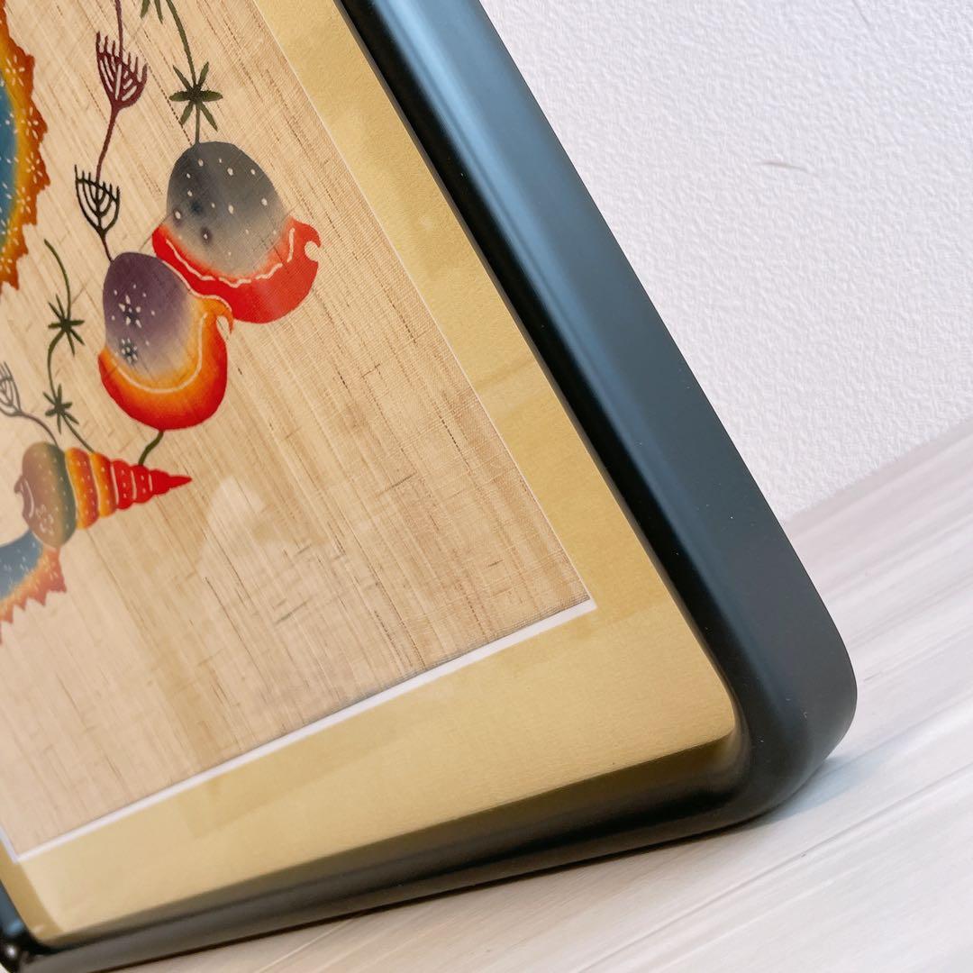 琉球紅型 びんがた 額入り 魚と貝 城間栄順 沖縄 染物 伝統工芸 インテリア