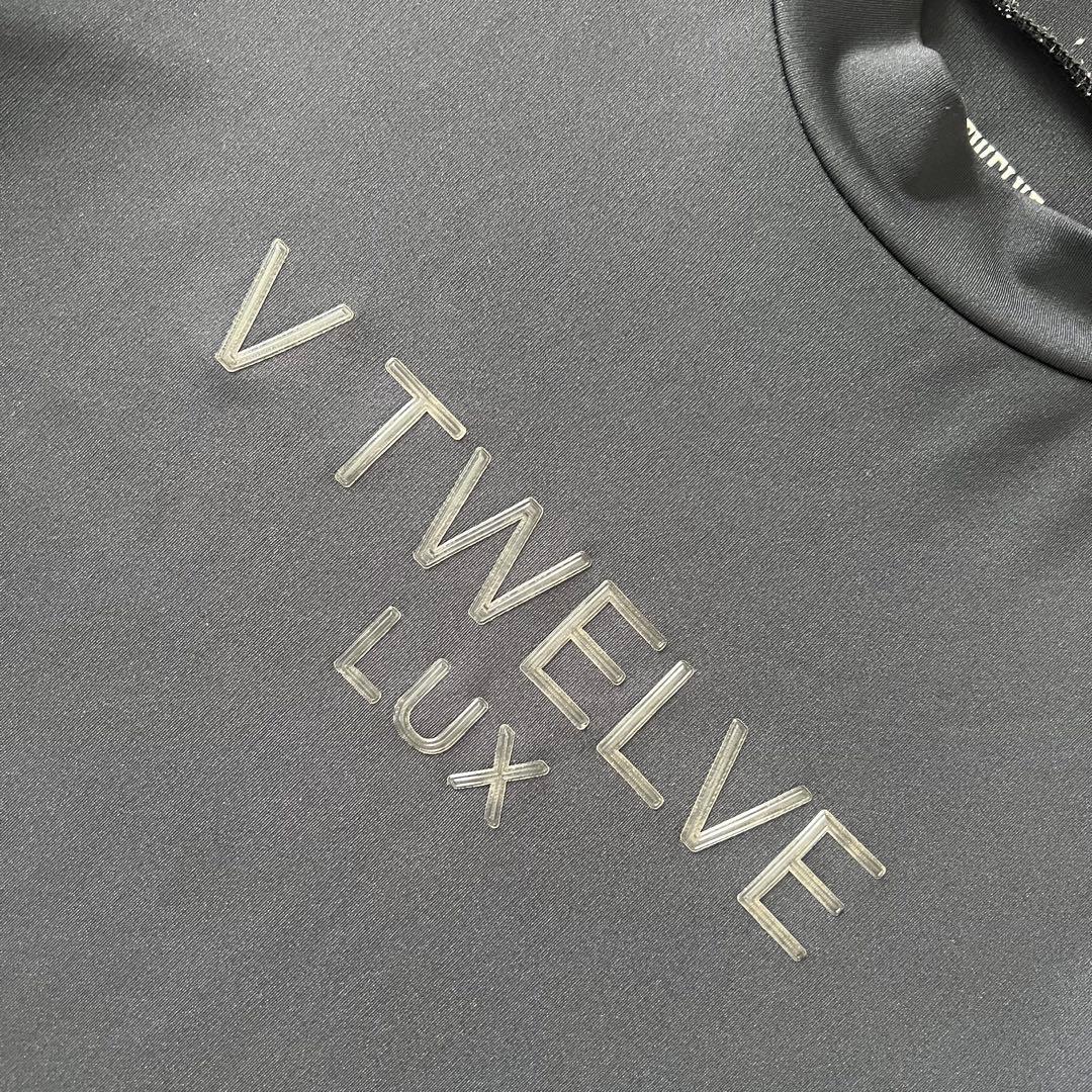 V12 LX 3D MOCK モックネック　現行　メンズ　半袖シャツ　黒　L