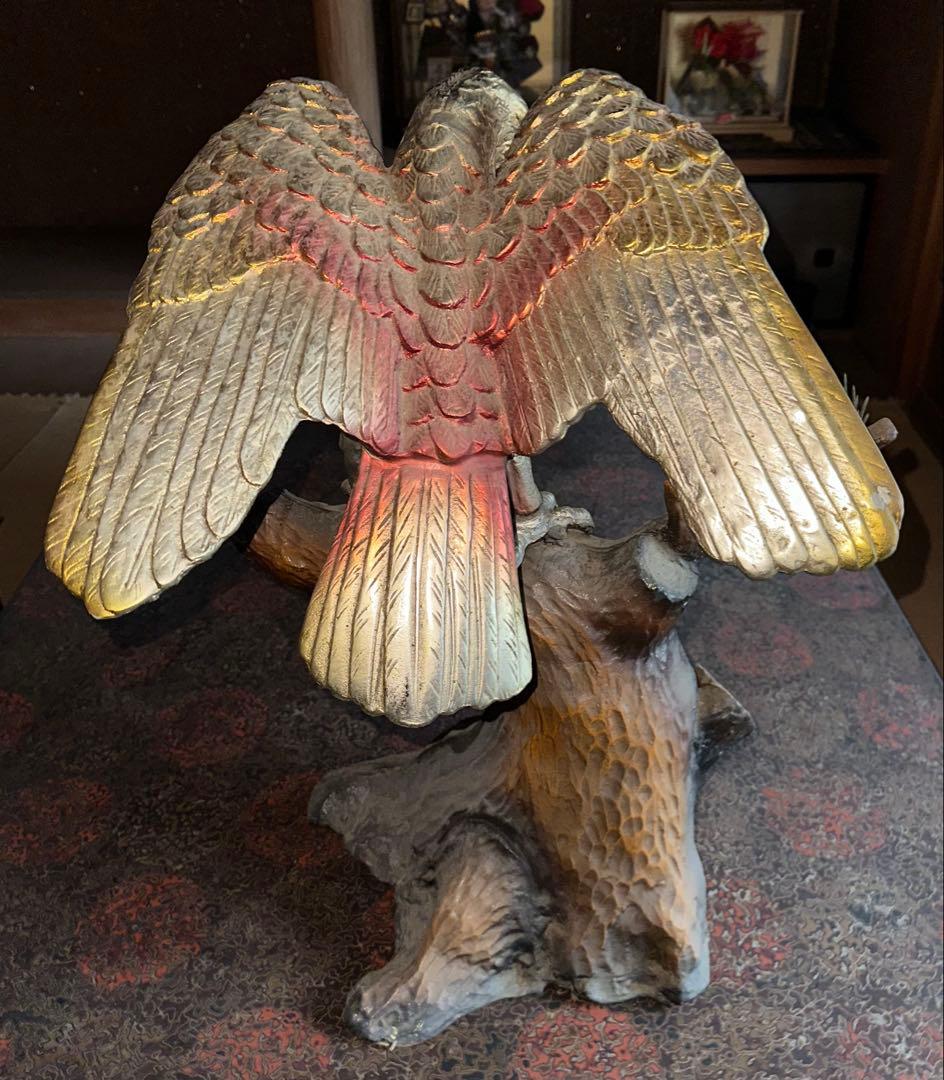 [エコメルカリ便割引有り]鷹 松 置物 銅製 ブロンズ製 アンティーク 骨董品