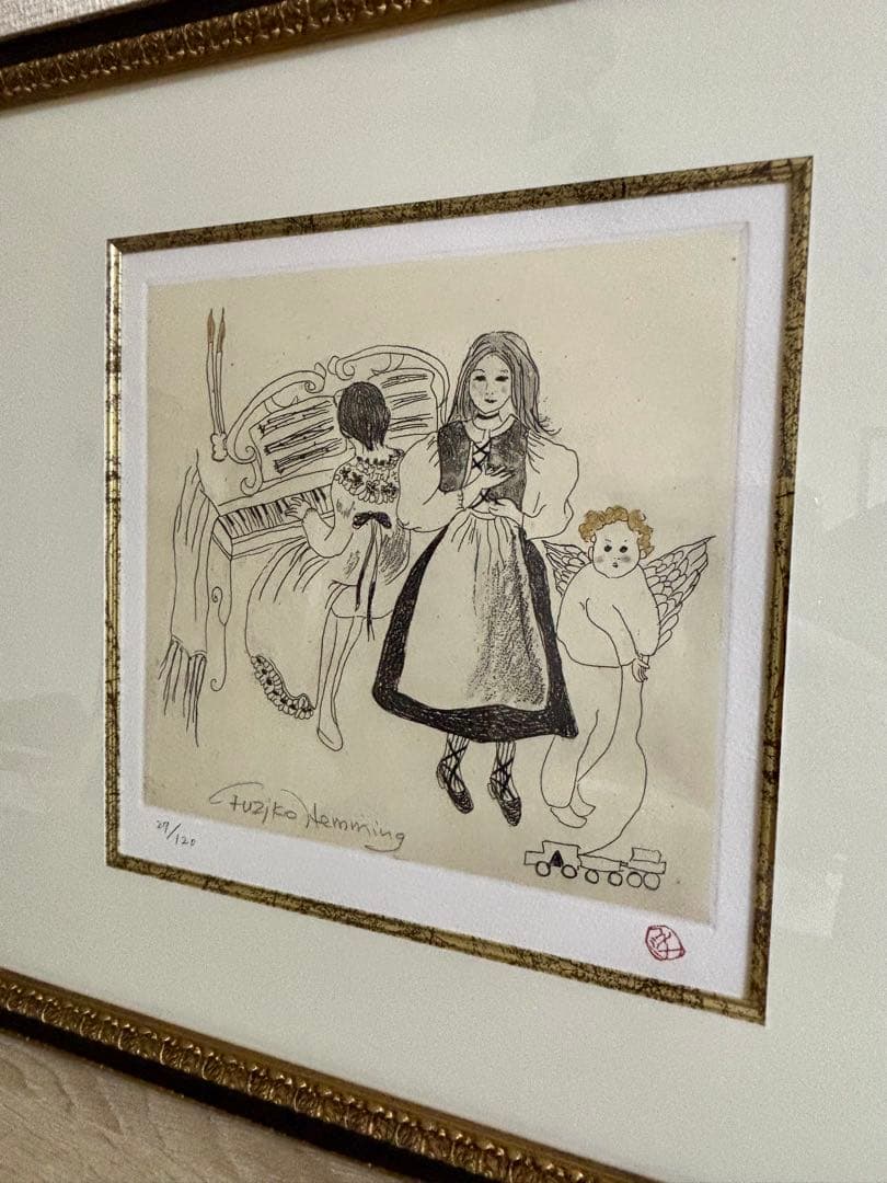 【フジ子・ヘミング 】 サロンコンサート 銅版画(真作) フレームあり