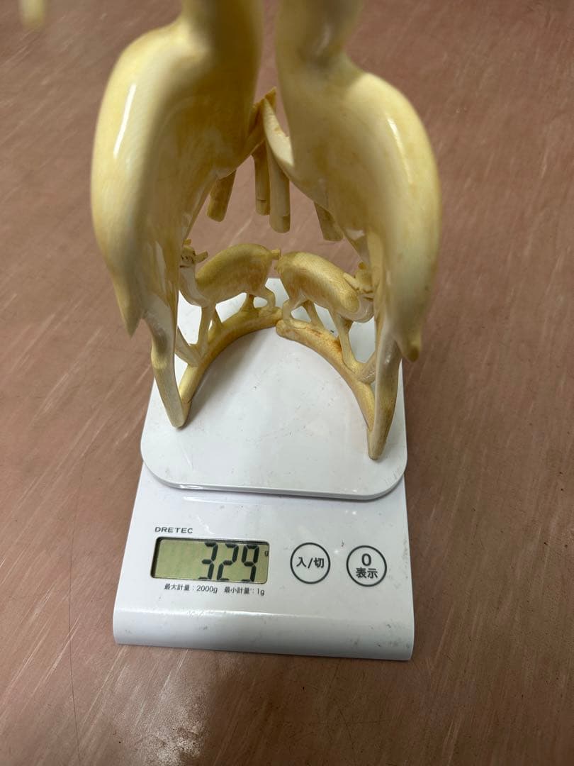 置物　 時代物　鹿2匹　天然素材　マンモス　彫刻　骨董　古美術品　アンティーク