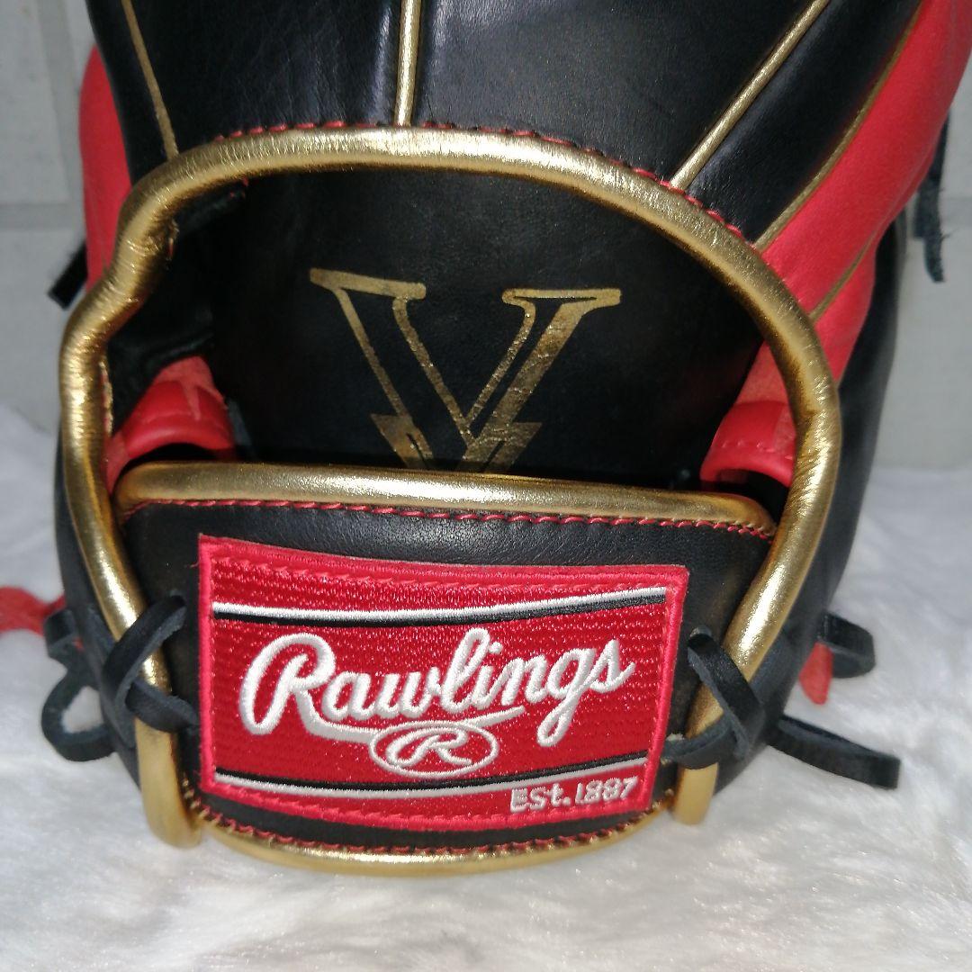 Rawlings 軟式グローブ 両投げ用 黒 赤 ゴールドライン