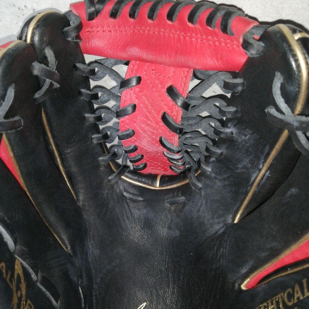 Rawlings 軟式グローブ 両投げ用 黒 赤 ゴールドライン