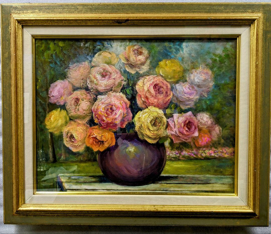 画家haru☆油彩画F６号☆薔薇☆真作☆原画★一点物☆