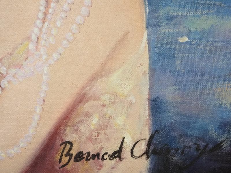 人物画　油絵　ベルナール・シャロワ　フランス　F6　額付き　手描き　肉筆